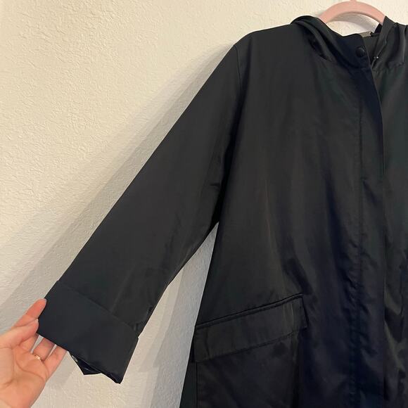 Sanyo Zip Up Rain Jacket Men's Small Black Hooded Mid Length Pockets PA234 - Picture 5 of 16